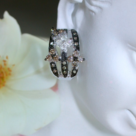 Precious Blossom Earrings with Natural Brown & White Diamonds