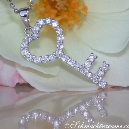 Cute Diamond Key Pendant