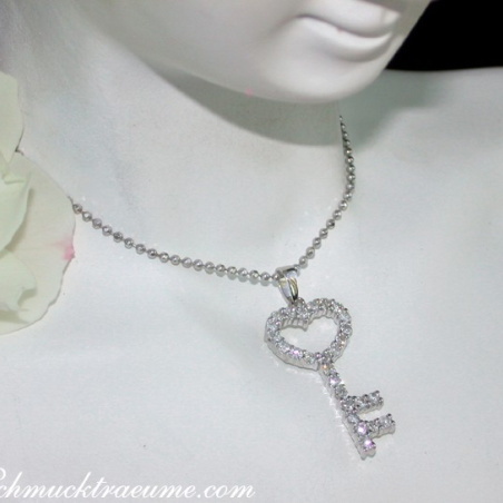 Cute Diamond Key Pendant
