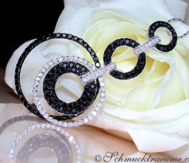 Extra Long Black & White Diamond Pendant Extra Long Black & White Diamond Pendant