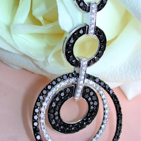 Extra Long Black & White Diamond Pendant