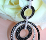 Extra Long Black & White Diamond Pendant