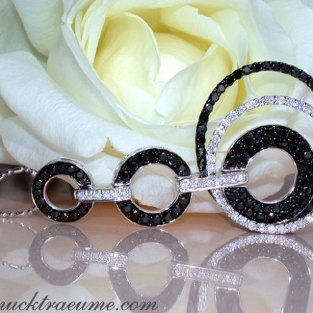 Extra Long Black & White Diamond Pendant