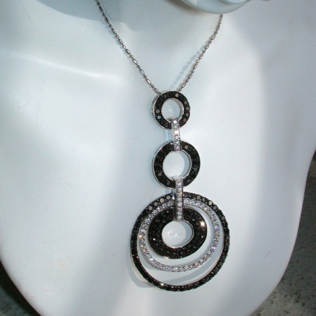 Extra Long Black & White Diamond Pendant