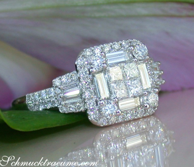 Precious Diamond Ring with Baguette & Princess Diamonds Precious Diamond Ring with Baguette & Princess Diamonds