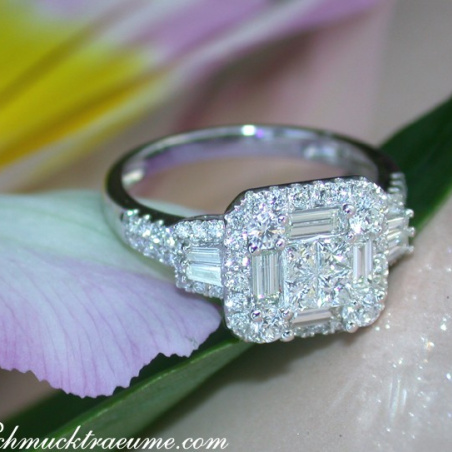 Precious Diamond Ring with Baguette & Princess Diamonds