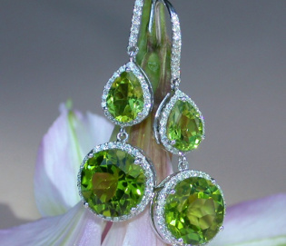 Stately Peridot Earrings with Diamonds