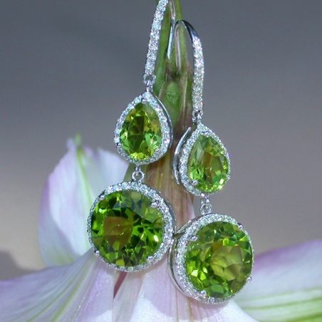 Stately Peridot Earrings with Diamonds