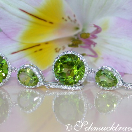 Stately Peridot Earrings with Diamonds
