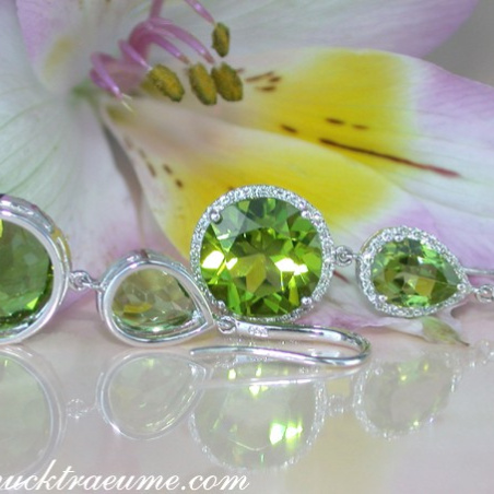 Stately Peridot Earrings with Diamonds