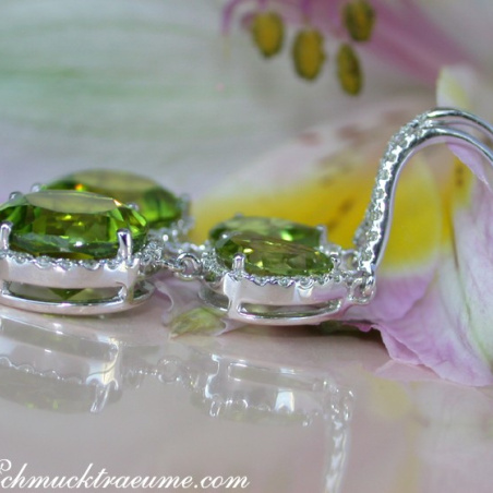 Stately Peridot Earrings with Diamonds