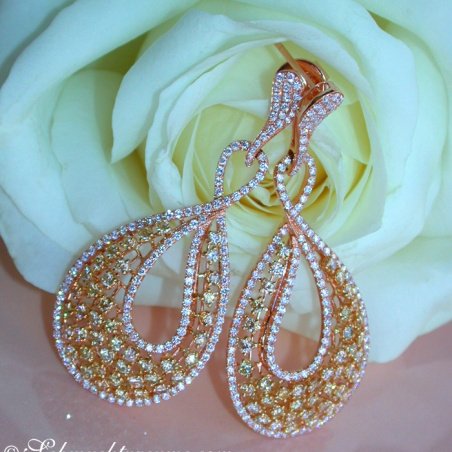 High-carat Earrings with Yellow & White Diamonds