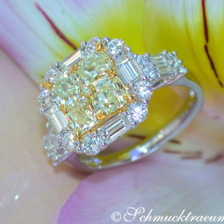 Glorious White & Yellow Diamond Ring