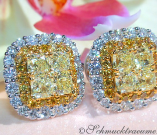 Exclusive Yellow & White Diamond Stud Earrings