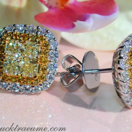 Exclusive Yellow & White Diamond Stud Earrings