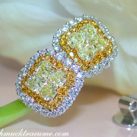 Exclusive Yellow & White Diamond Stud Earrings