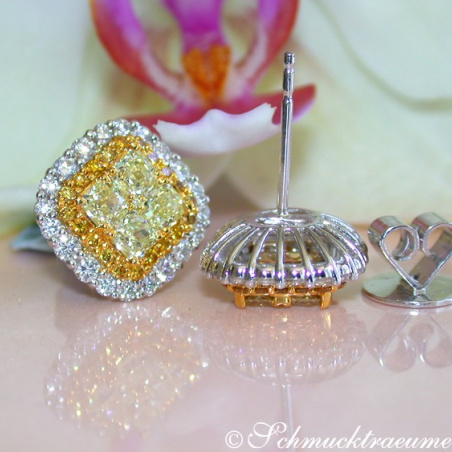 Exclusive Yellow & White Diamond Stud Earrings