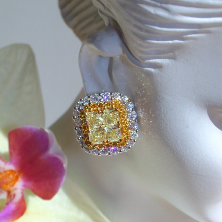 Exclusive Yellow & White Diamond Stud Earrings