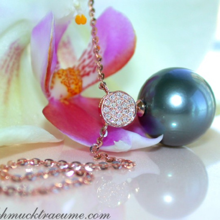 Precious Tahitian Pearl Diamond Pendant incl. Chain