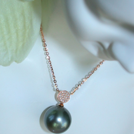 Precious Tahitian Pearl Diamond Pendant incl. Chain