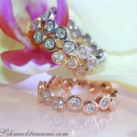 Three handsome stacking rings with diamonds
