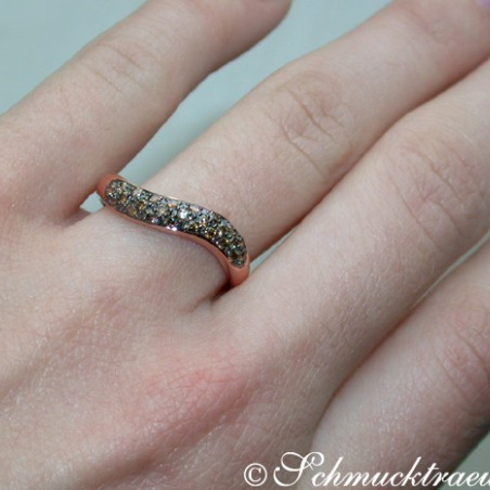 Curved Brown Diamond Pavé Ring