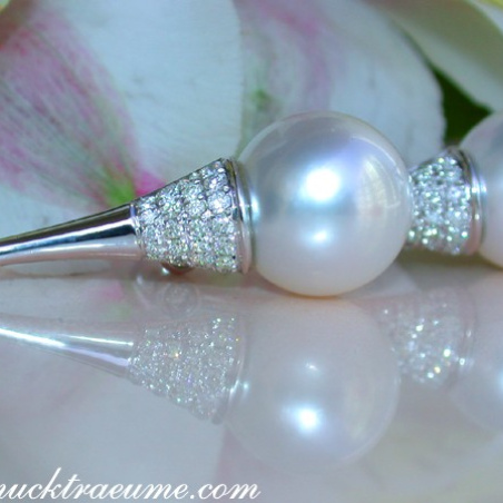 Extravagant Southsea Pearl Earrings with Diamonds
