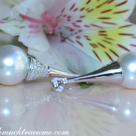 Extravagant Southsea Pearl Earrings with Diamonds