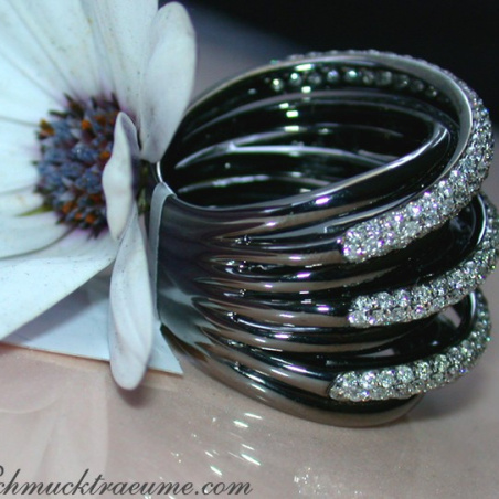 Multirow Black & White Diamond Ring