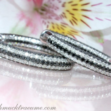 Extravagant Black & White Diamond Hoops