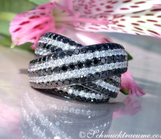 Stately Black & White Diamond Ring