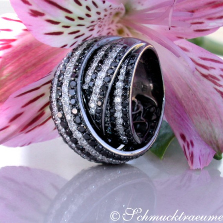 Stately Black & White Diamond Ring
