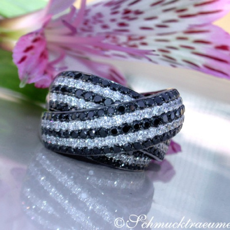 Stately Black & White Diamond Ring