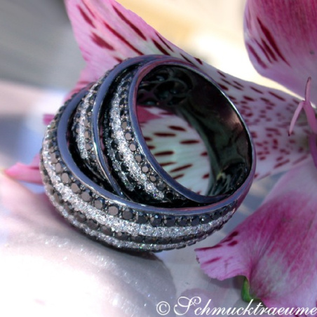 Stately Black & White Diamond Ring