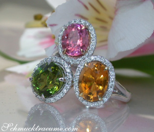Feminine Tourmaline Ring with Diamonds