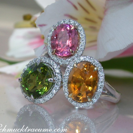 Feminine Tourmaline Ring with Diamonds