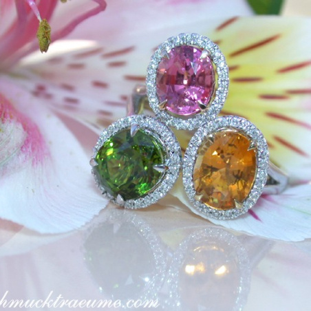 Feminine Tourmaline Ring with Diamonds