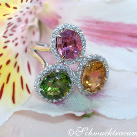Feminine Tourmaline Ring with Diamonds