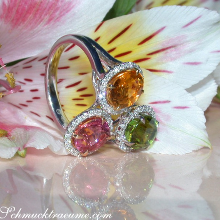Feminine Tourmaline Ring with Diamonds
