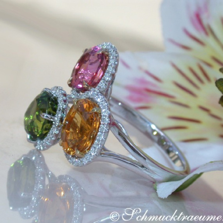 Feminine Tourmaline Ring with Diamonds