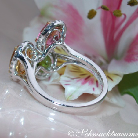 Feminine Tourmaline Ring with Diamonds