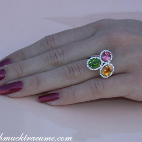 Feminine Tourmaline Ring with Diamonds