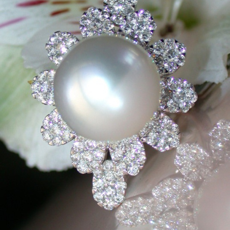 Südseeperle Ring mit Brillanten