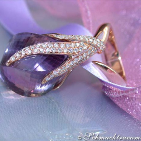 Glorious Amethyst Ring with Diamonds