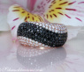 Interesting Wave Style Black & White Diamond Ring