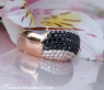 Interesting Wave Style Black & White Diamond Ring
