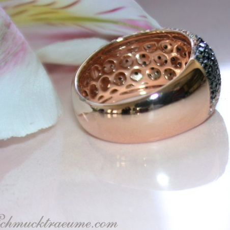 Interesting Wave Style Black & White Diamond Ring