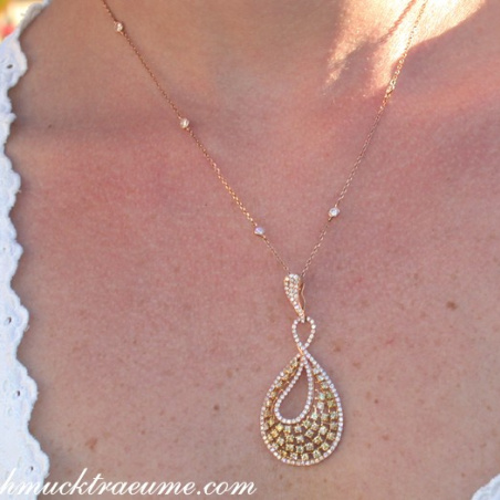 High Carat Pendant with Yellow & White Diamonds