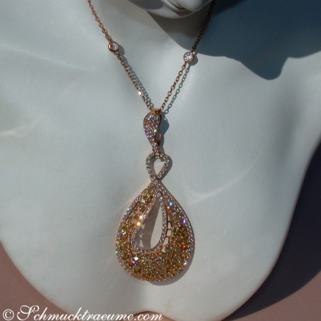 High Carat Pendant with Yellow & White Diamonds