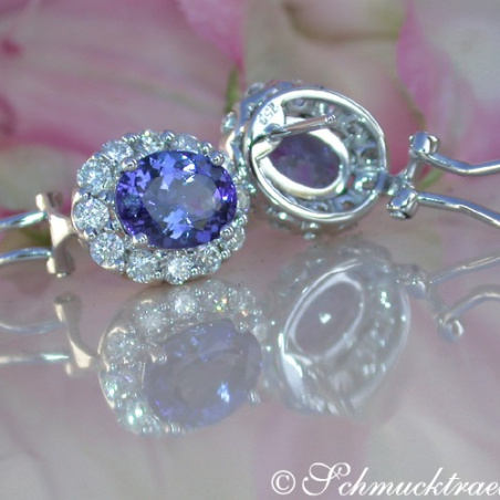 Exquisite AAA Tanzanite Studs with Diamonds